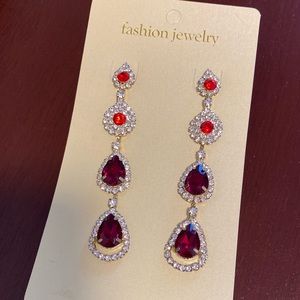 Fashionable Earrings with Ruby and Diamond (artificial) stones!
